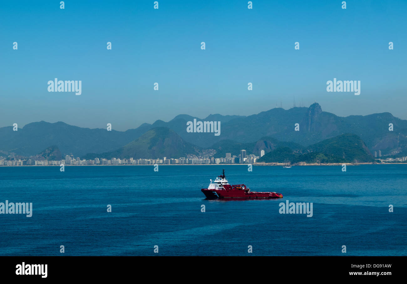supply offshore vessel anchored close to Rio de Janeiro, Brazil Stock Photo
