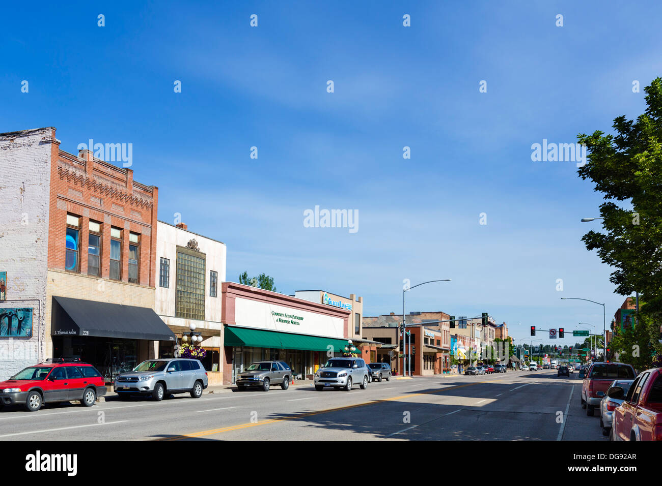 Main Street in Kalispell, Montana, USA Stock Photo