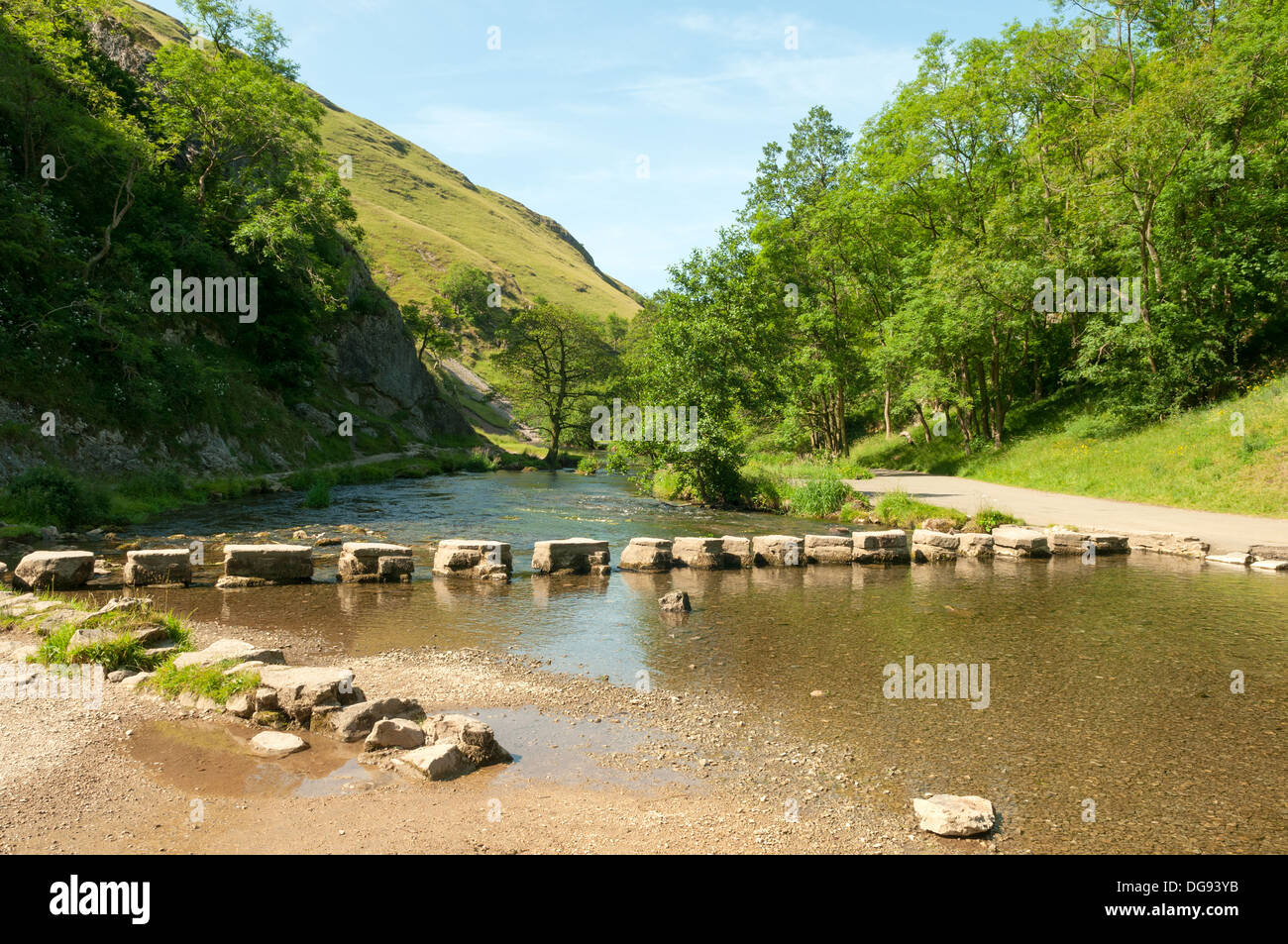 Stepping Stones at Dovedale, Derbyshire, England Stock Photo