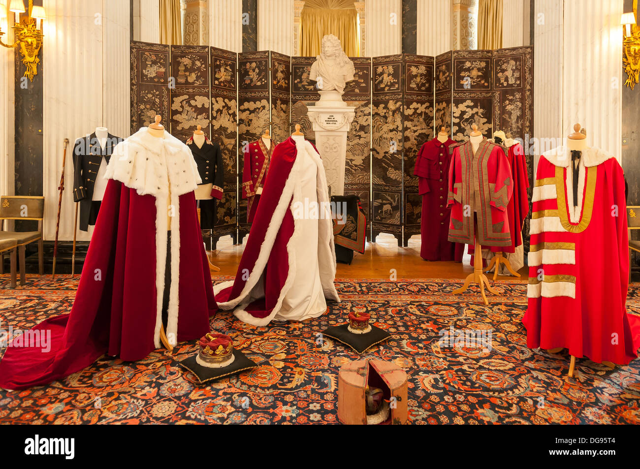 Robes in the Long Library, Blenheim Palace, Woodstock, Oxfordshire, England Stock Photo