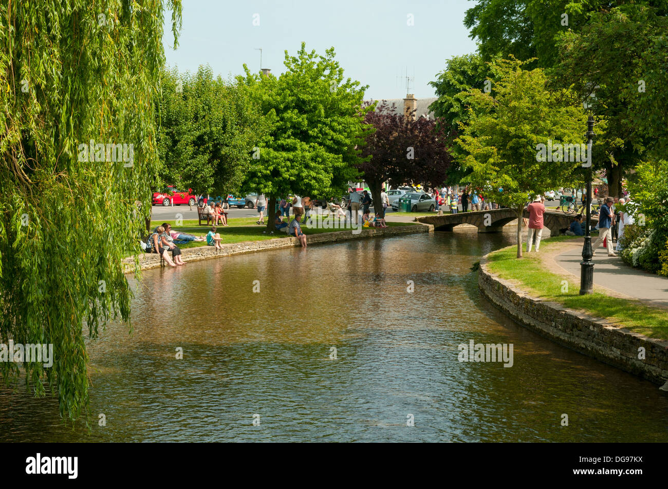 River Windrush, Bourton-on-the-Water, Gloucestershire, England Stock Photo