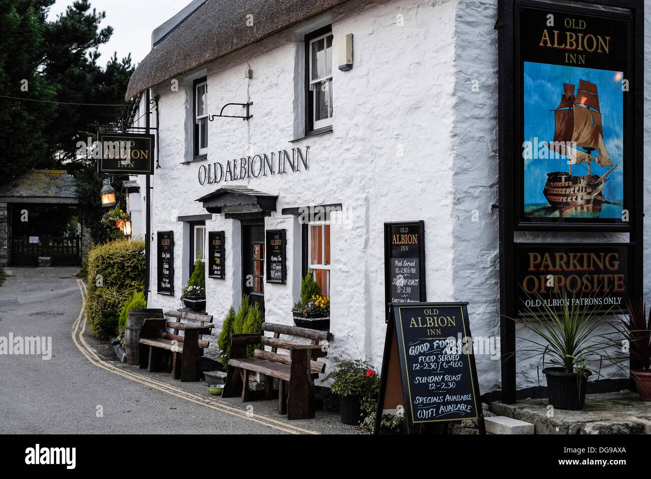 The Old Albion pub in Crantock Village. Stock Photo