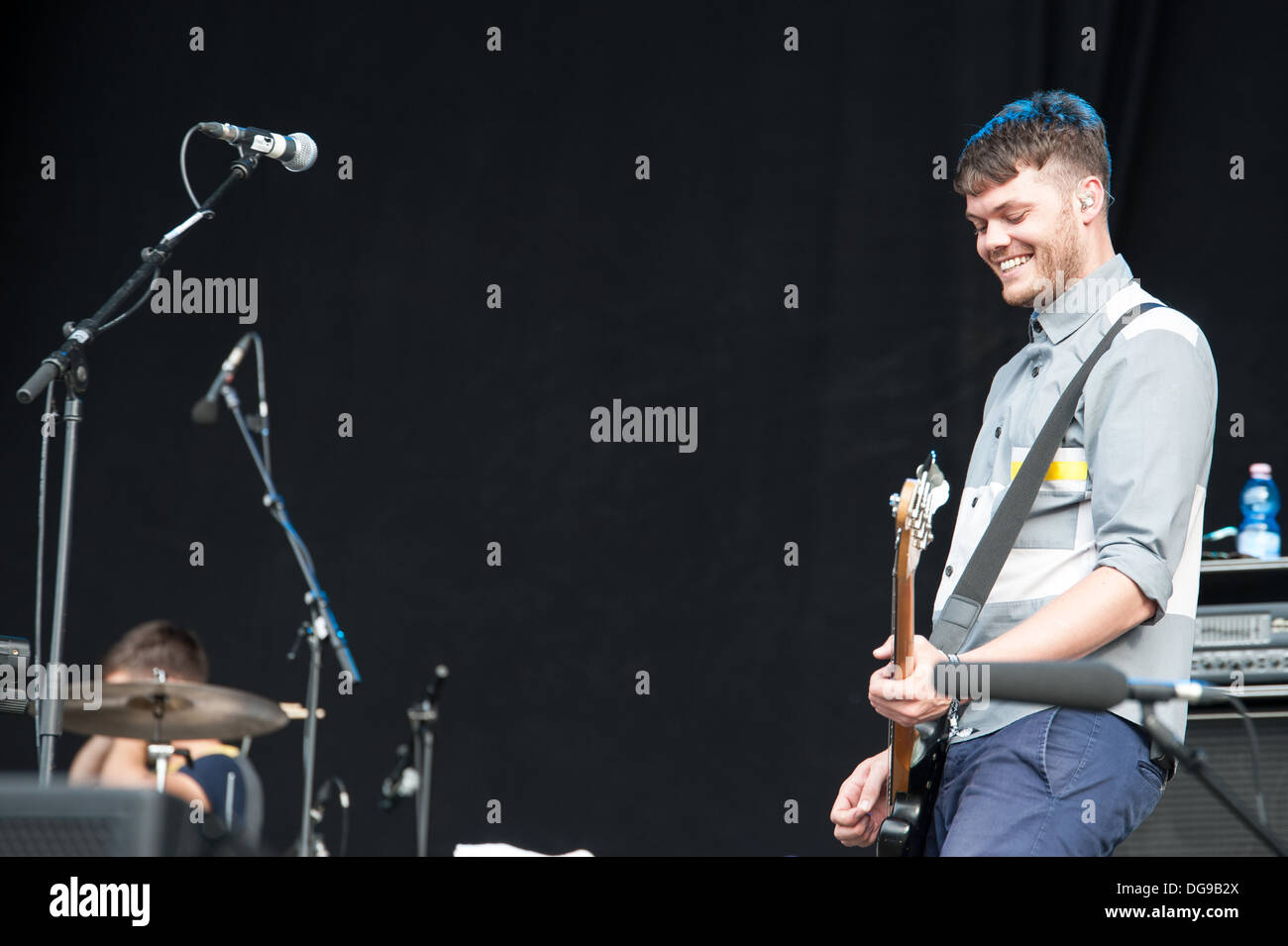Jeremy Pritchard of British alternative pop/rock band Everything Everything  performing at Zurich Openair 2013 Stock Photo - Alamy