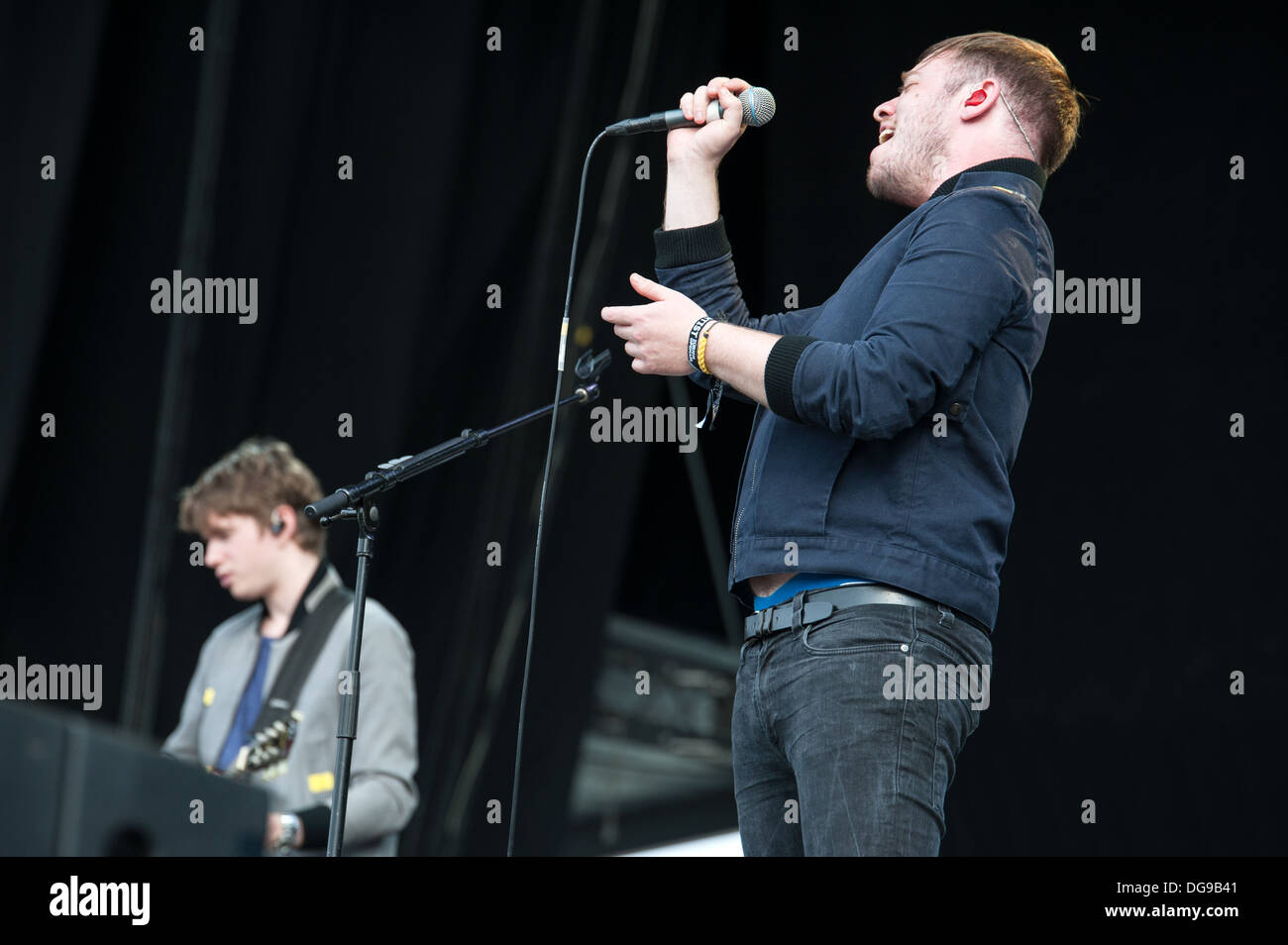 Jonathan Higgs and Alex Robertshaw of British alternative pop/rock band Everything Everything performing at Zurich Openair 2013. Stock Photo