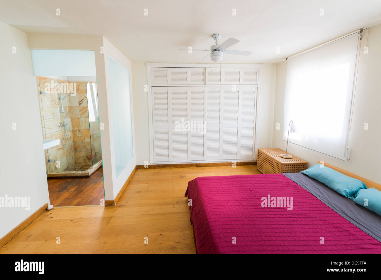 Bedroom and bathroom Stock Photo - Alamy