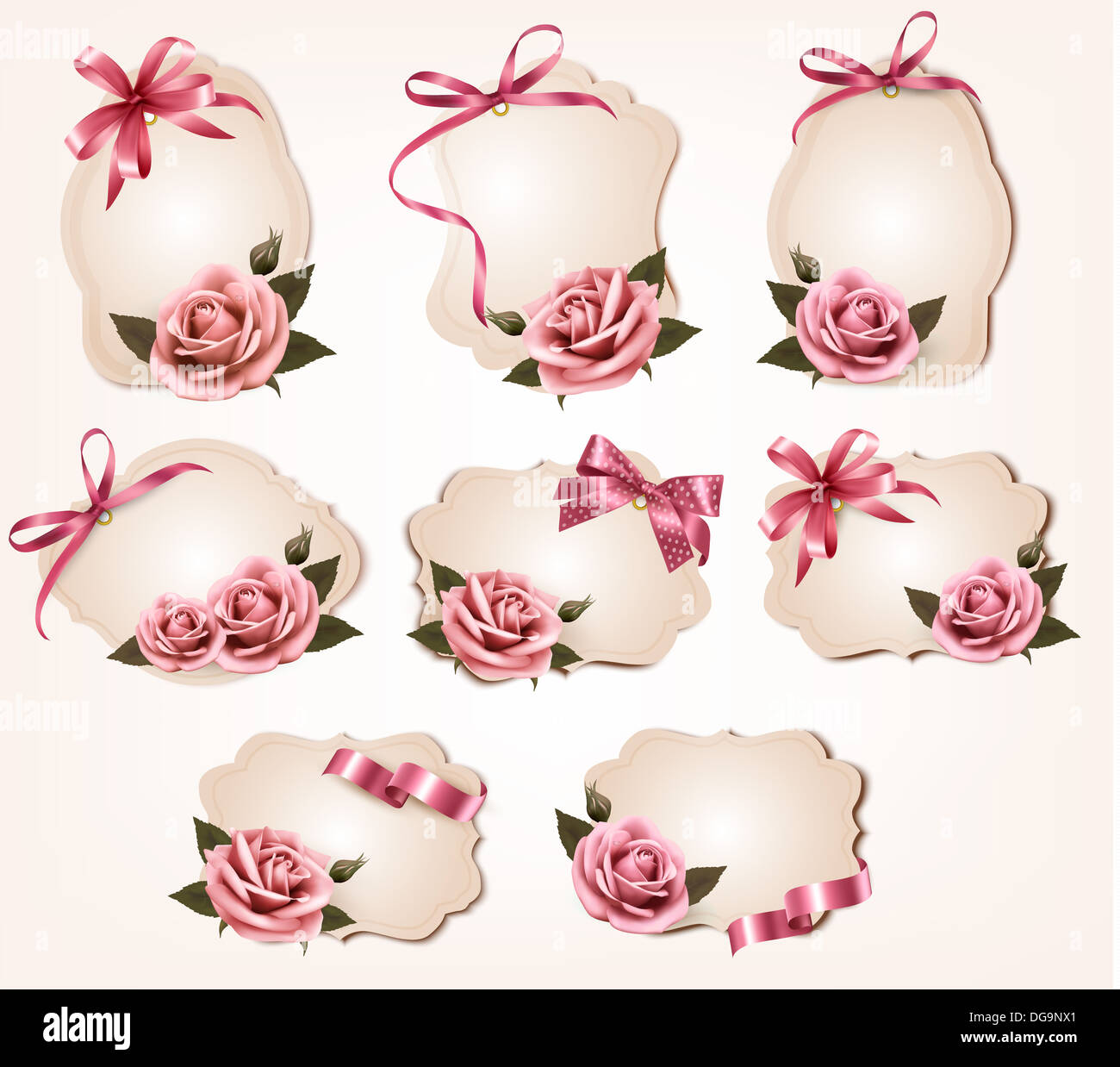 Big set of gift bows with ribbons. Vector illustration Stock Photo - Alamy