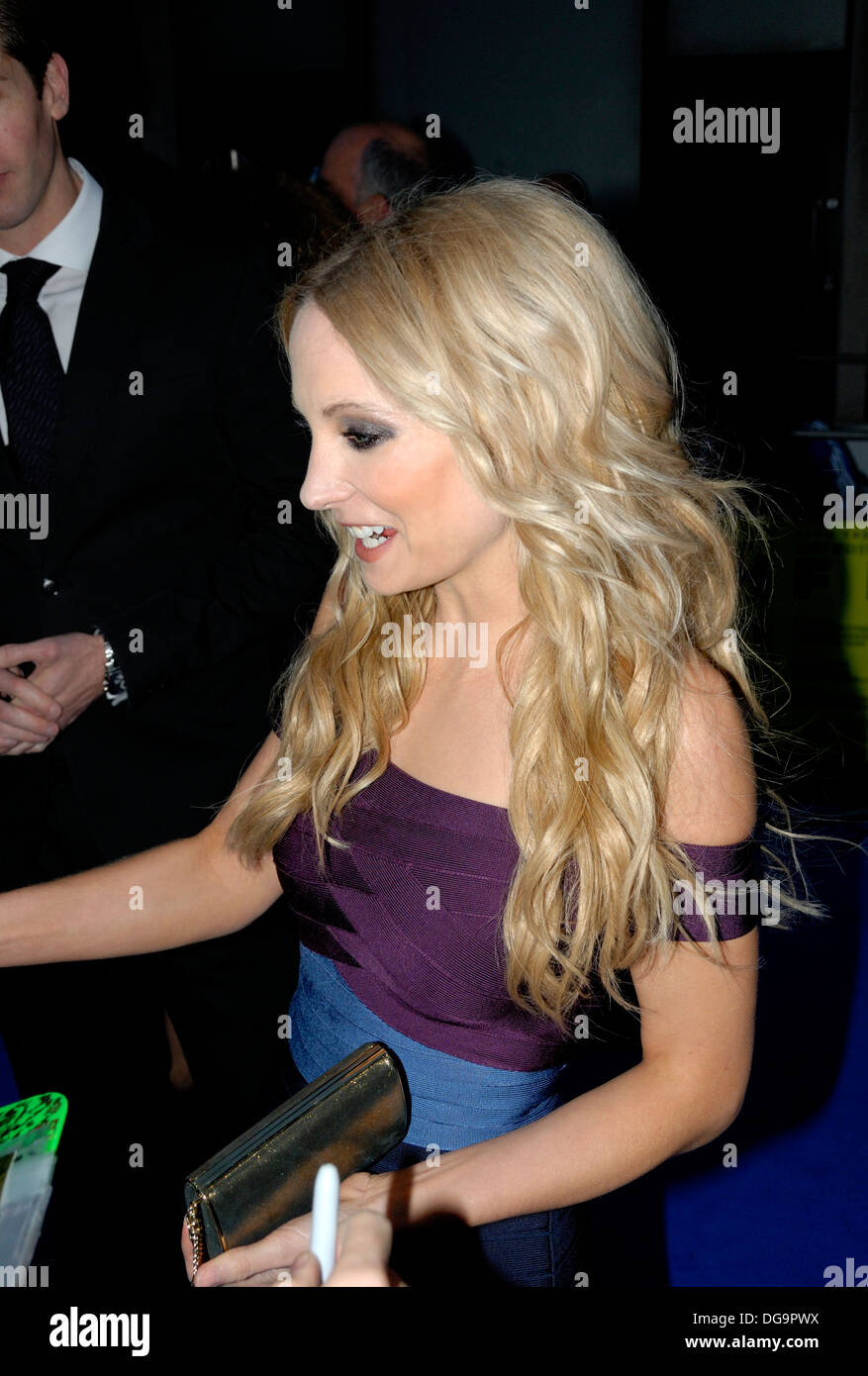 Joanne Froggatt signing autographs at the Film Premiere of 'Filth', London, 30th September 2013. Stock Photo