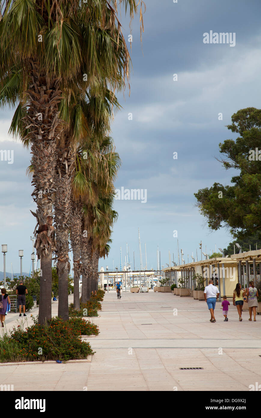 Marina Piccola Esplanade at Poetto beach in Cagliari - Sardinia Stock Photo