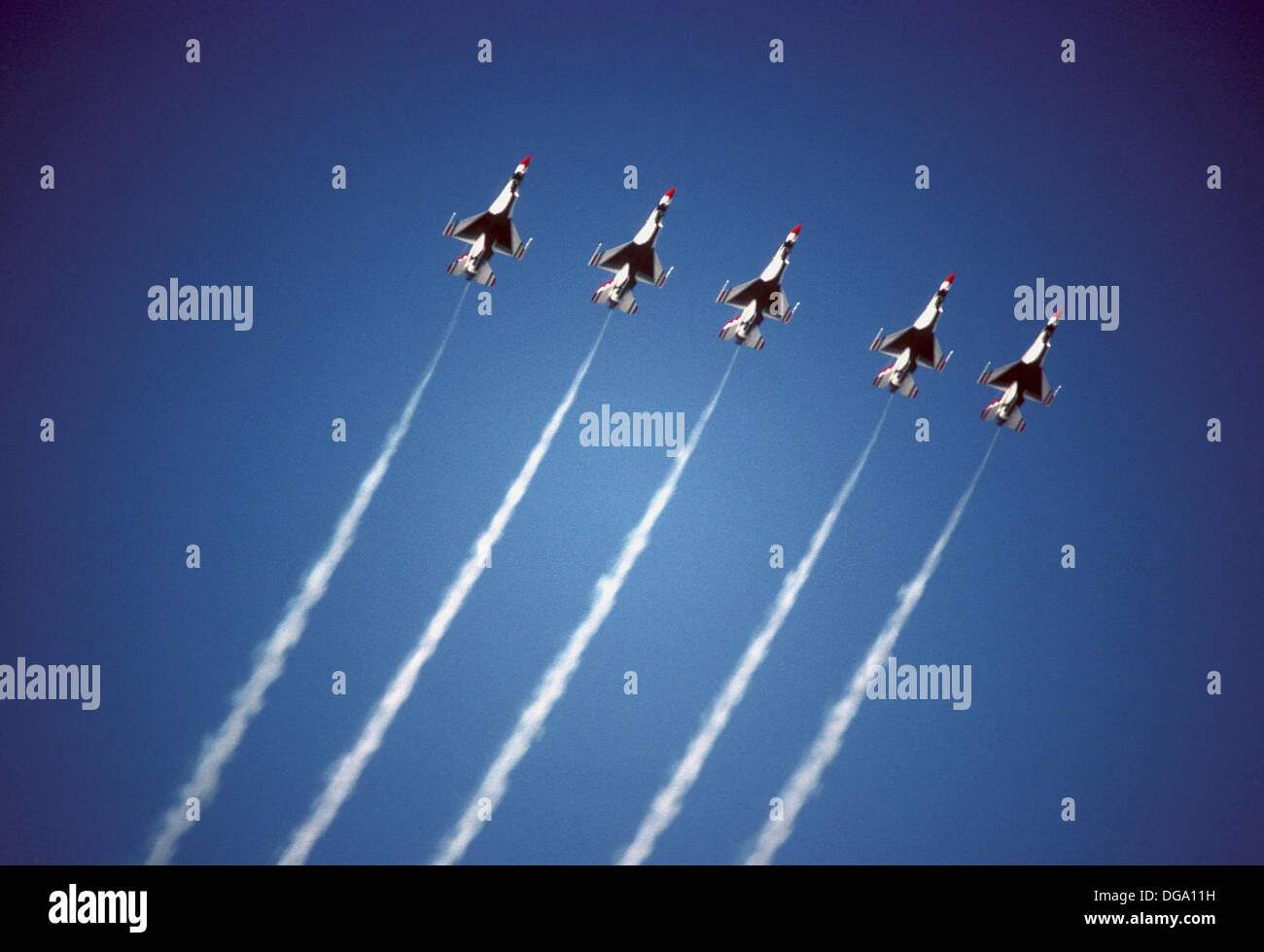 The Thunderbirds US airforce flight demonstration squadron: aircrafts in formation during airshow Stock Photo