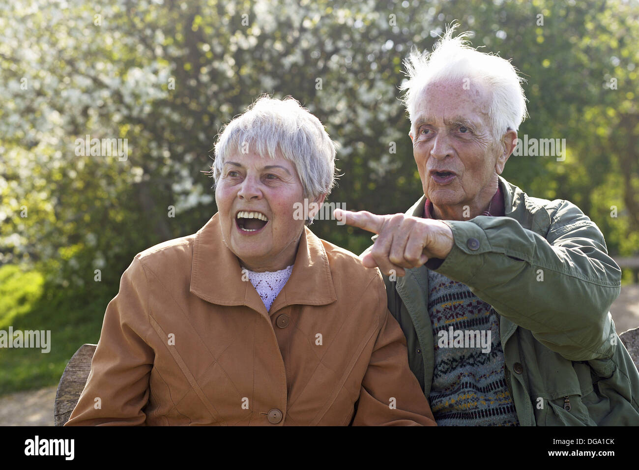 Old man pointing mouth hi-res stock photography and images - Alamy