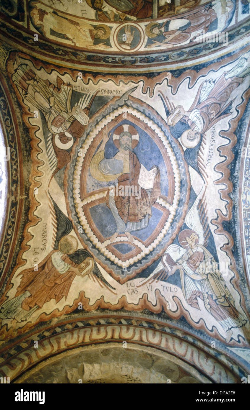 Pantocrator, fresco on vault of the Royal Pantheon, Romanesque