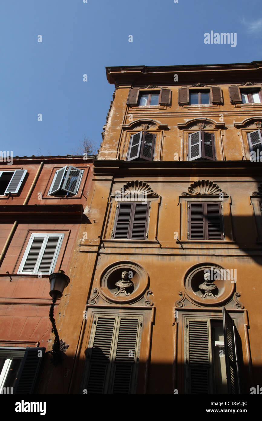 building facade on via del babuino street road in rome italy Stock