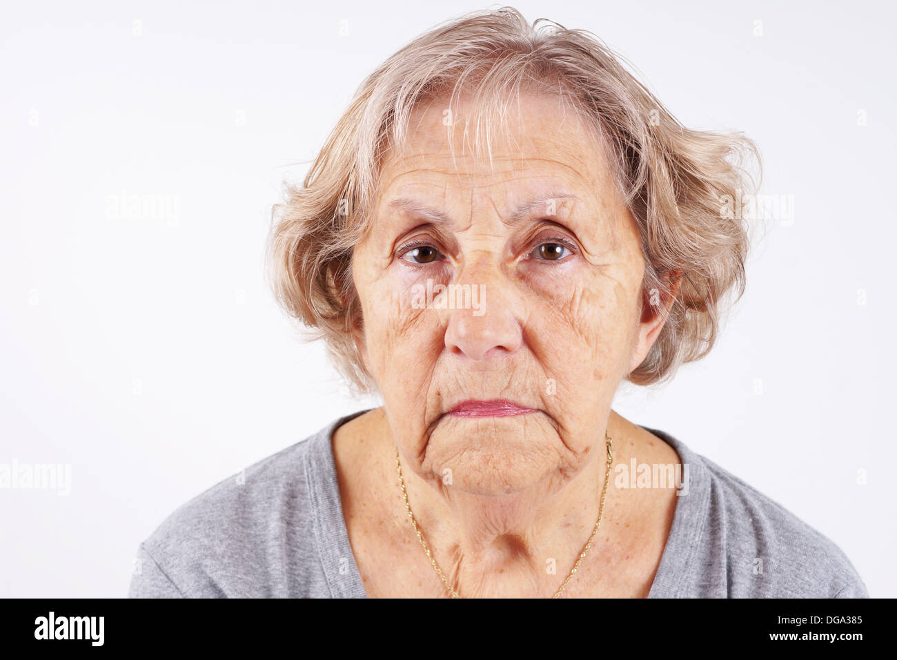 Face of senior woman, candid, natural, no retouching, great details Stock Photo