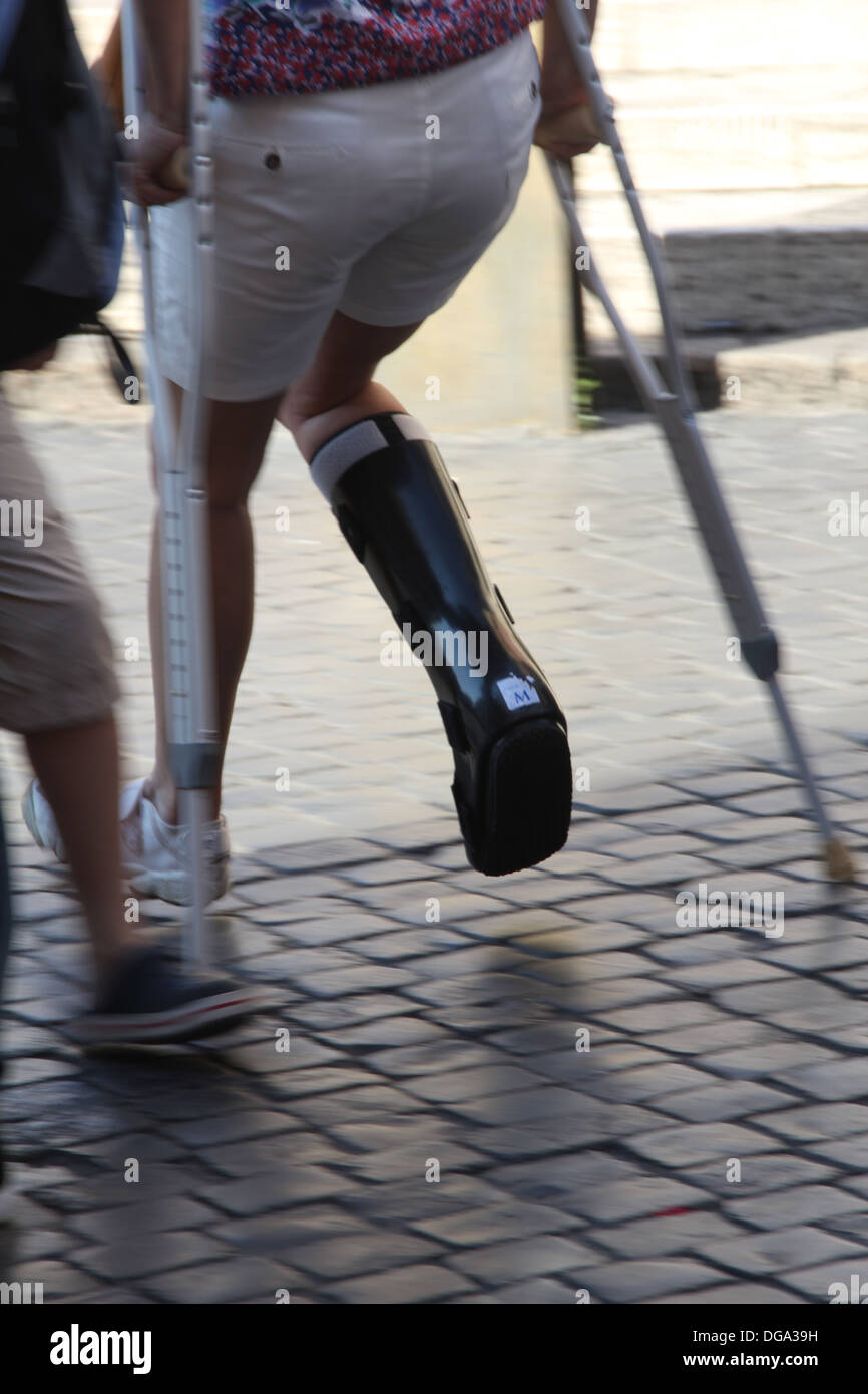 Woman leg cast crutches in hires stock photography and images Alamy