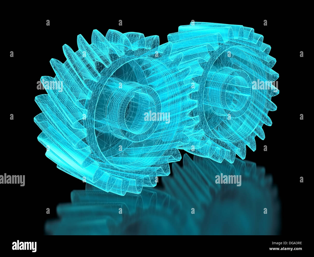 Mesh gears on a black background. Part of a series Stock Photo Alamy