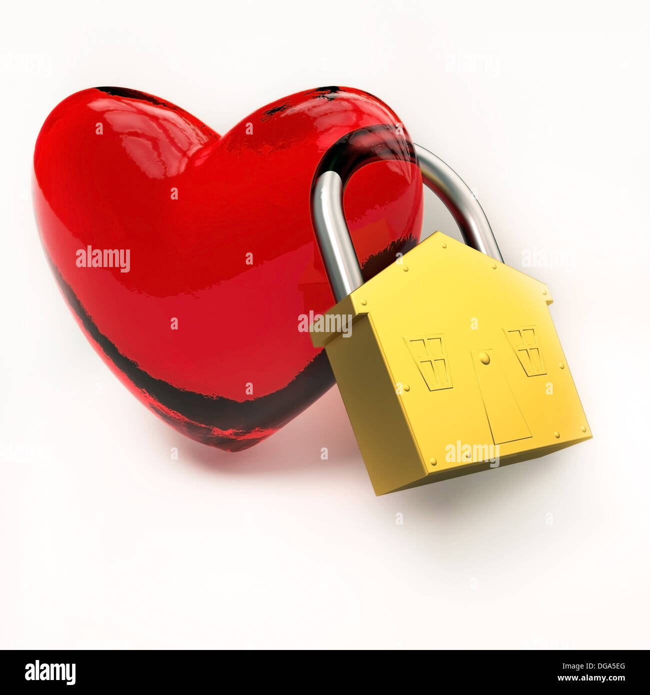 Red heart with lock symbol. Love concept Stock Photo - Alamy