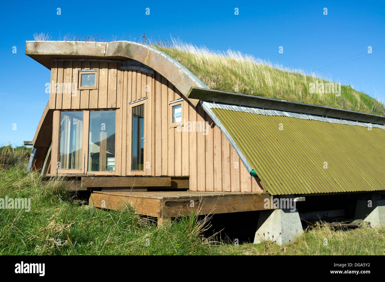Eco house at Luskentyre Isle of Harris Western Isles Scotland UK Stock