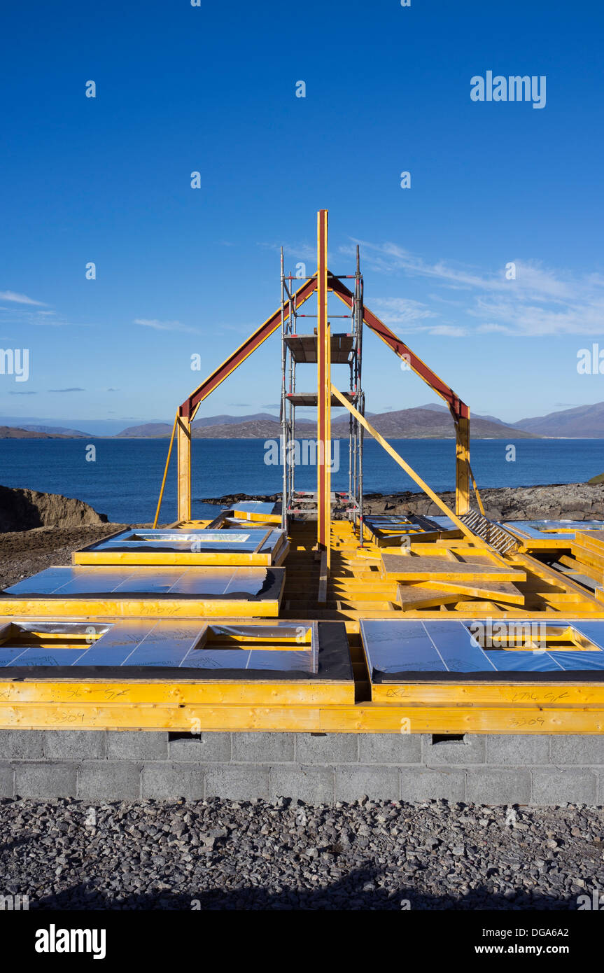 A new build house at Scarista beach Isle of Harris Scotland UK Stock