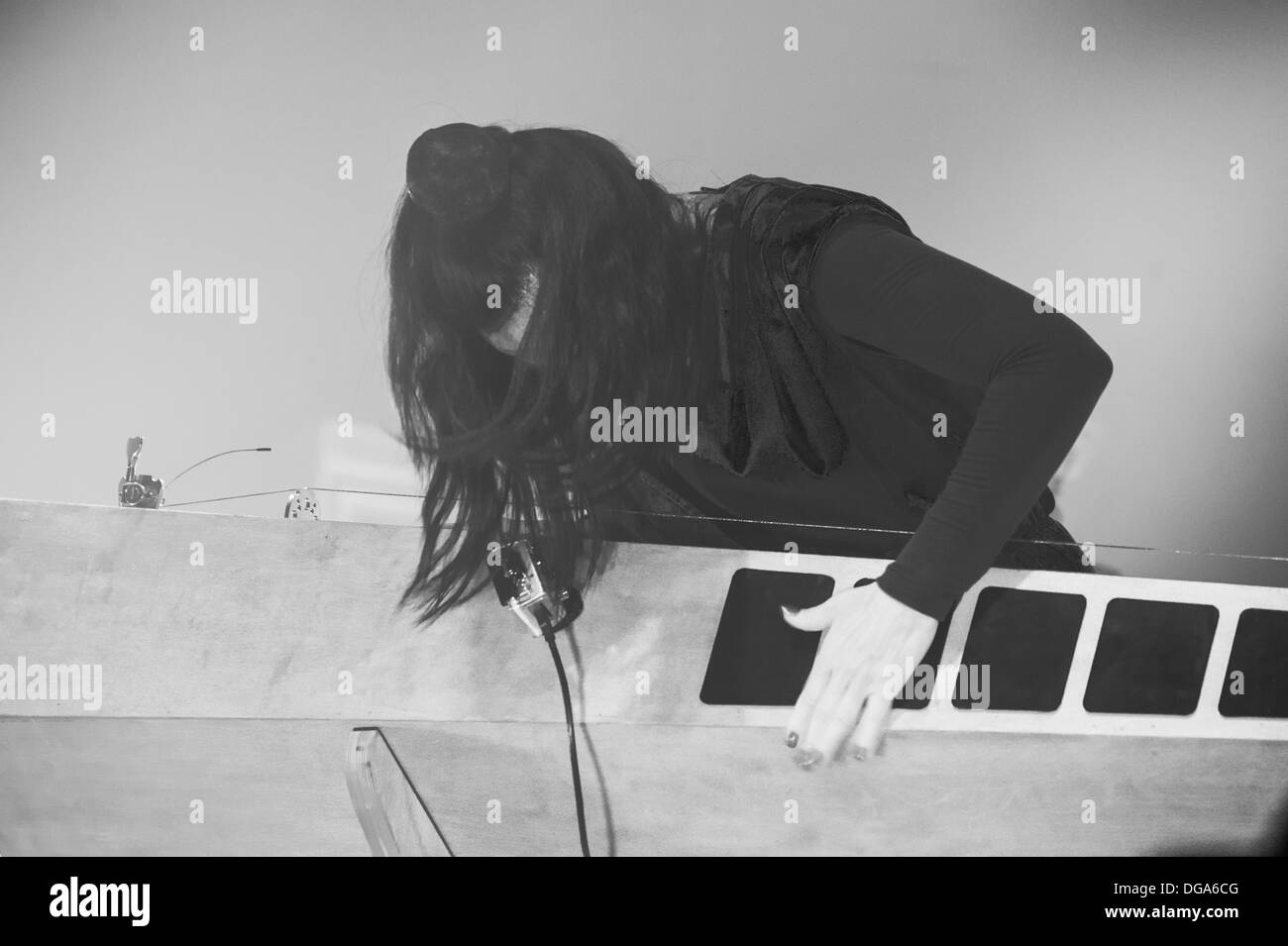 Swedish electronic music group The Knife performs Shaking the habitual show at Zurich Openair