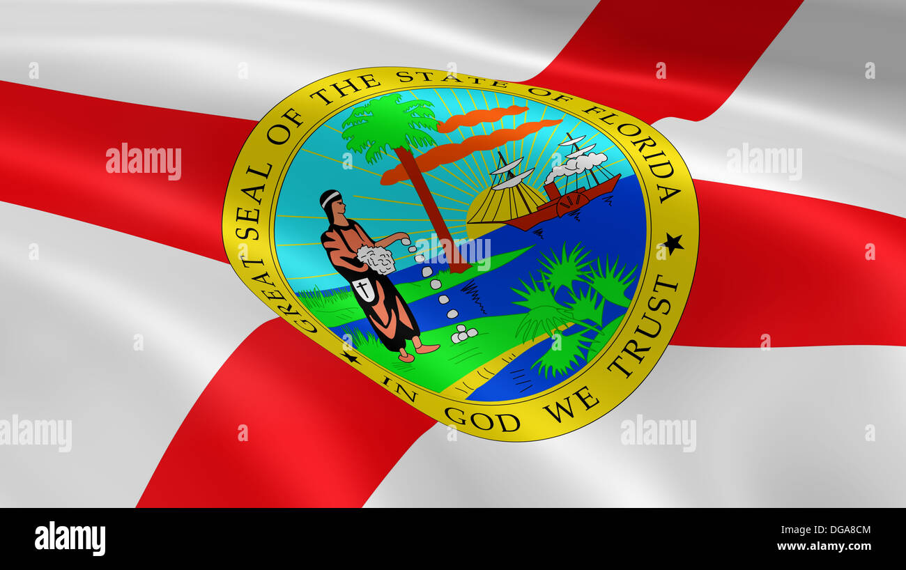 Floridian flag in the wind. Part of a series. Stock Photo