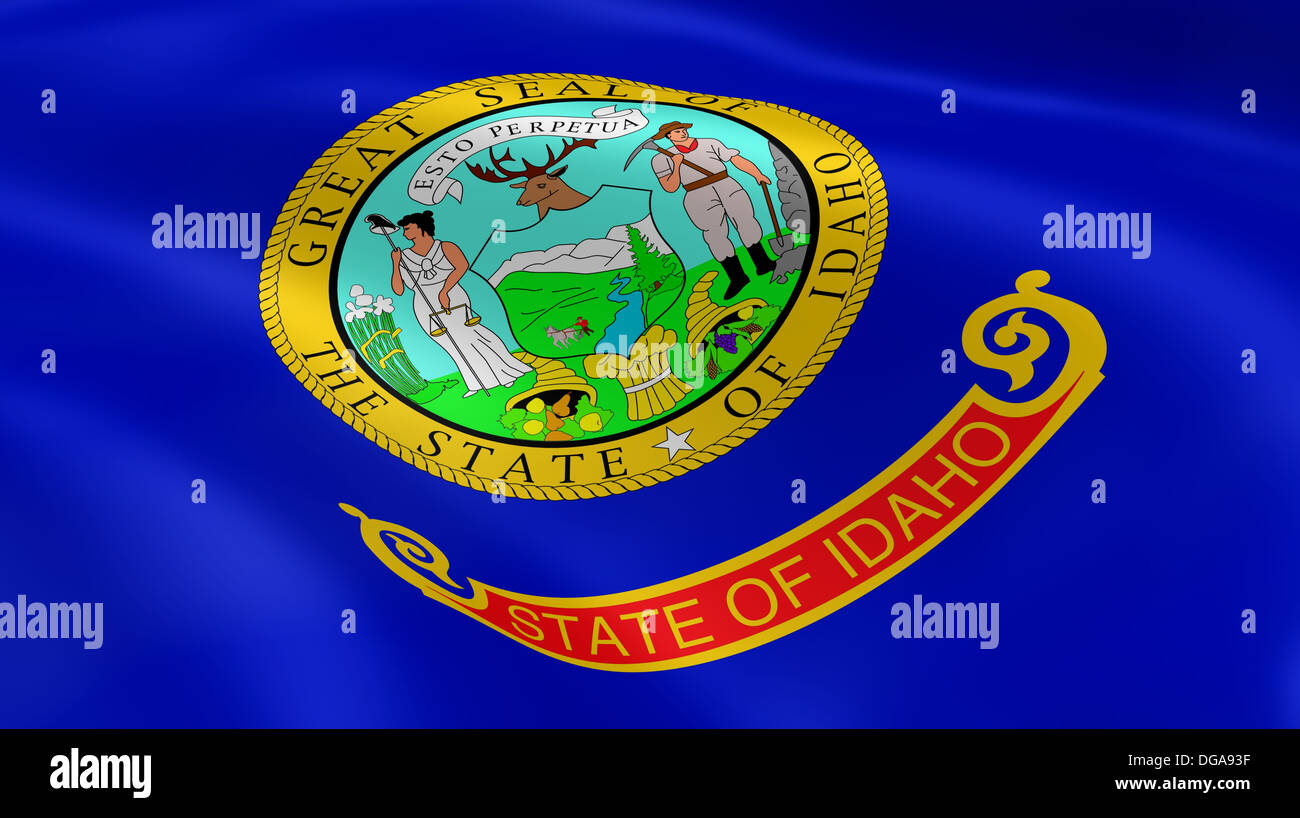 Idahoan flag in the wind. Part of a series Stock Photo Alamy