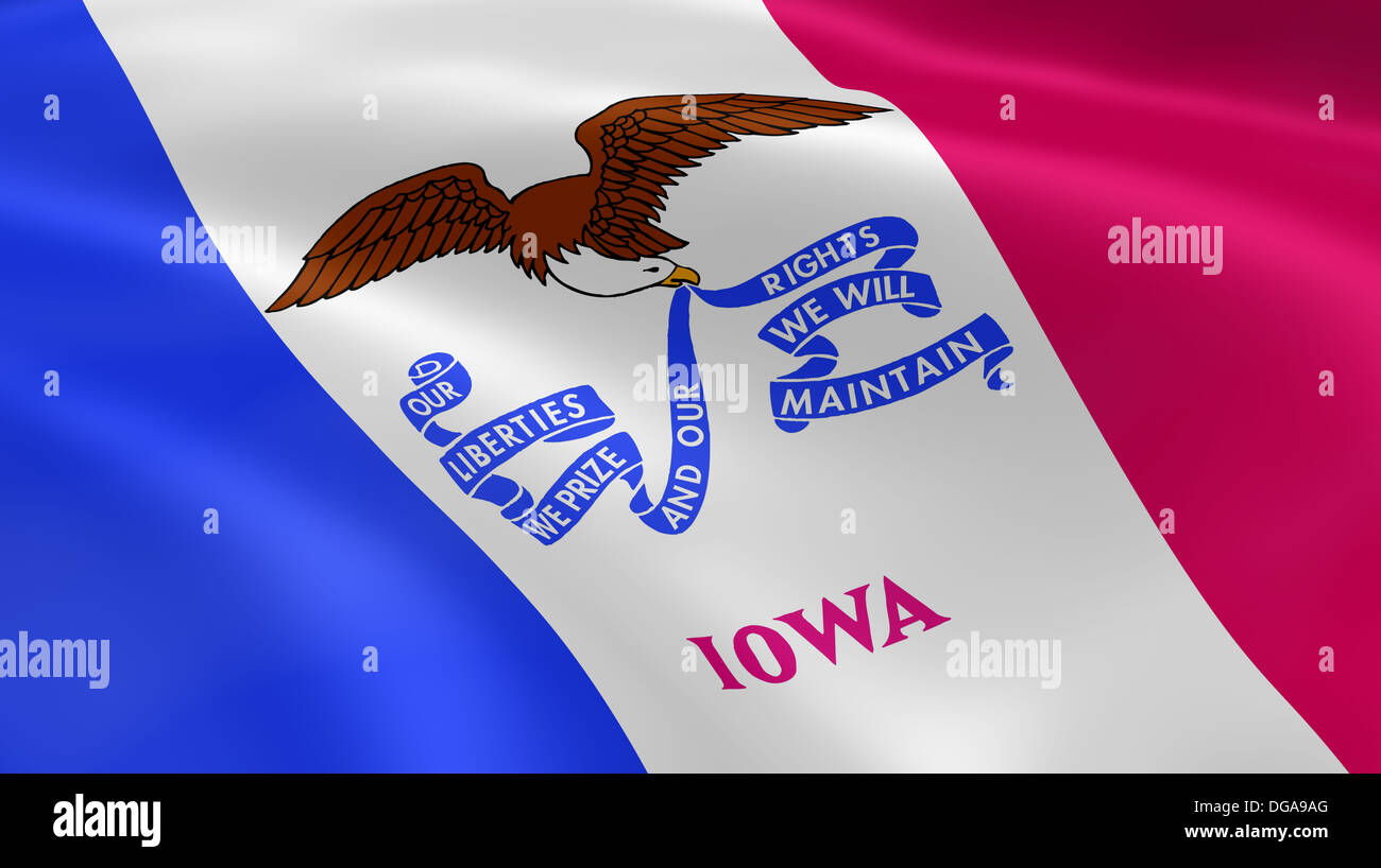 Iowan flag in the wind. Part of a series. Stock Photo