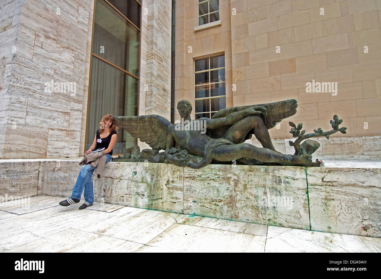 statue in front of Palace of Nations, UN, Geneva, Switzerland Stock Photo Alamy