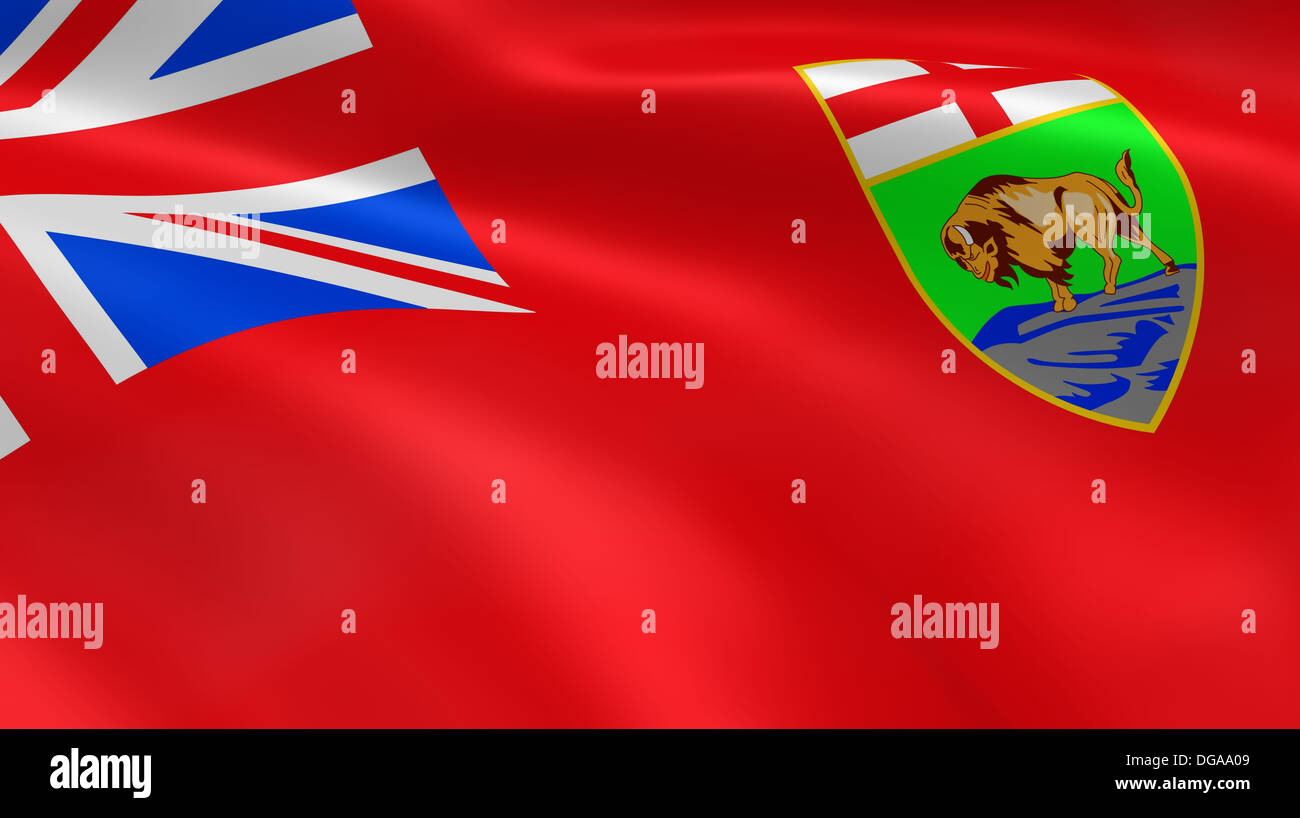 Manitoban Government flag in the wind. Part of a series. Stock Photo