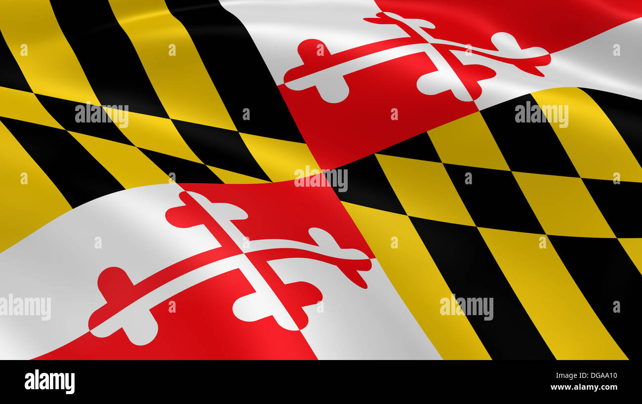 Marylander flag in the wind. Part of a series. Stock Photo