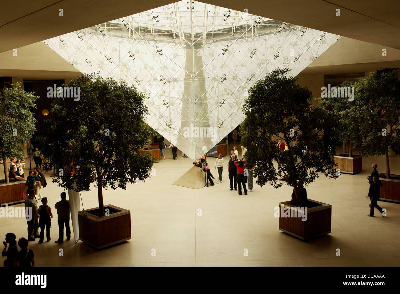 The inverted glass pyramid in Musee du Louvre. Paris. France Stock