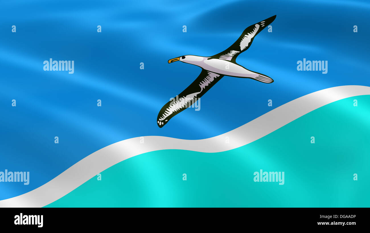 Midway Atoll flag in the wind. Part of a series. Stock Photo