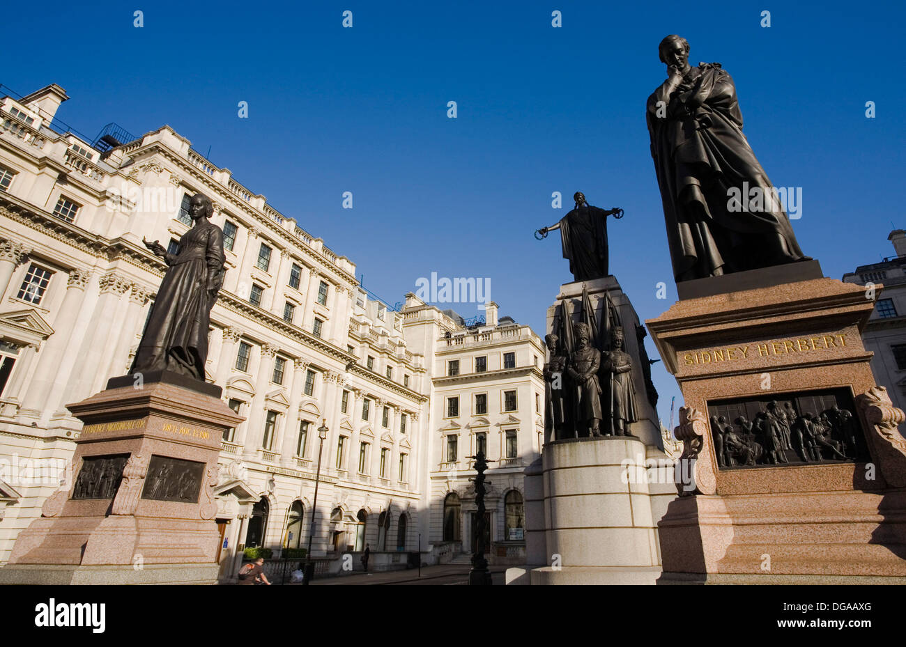 Crimean War memorial statues, Waterloo Place, London, England, UK Stock