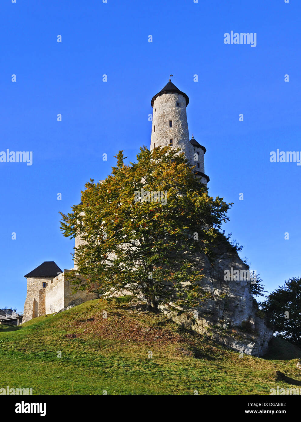 Medieval Castle in Bobolice, Poland, built in 14th century, renovated in 20th century Stock Photo