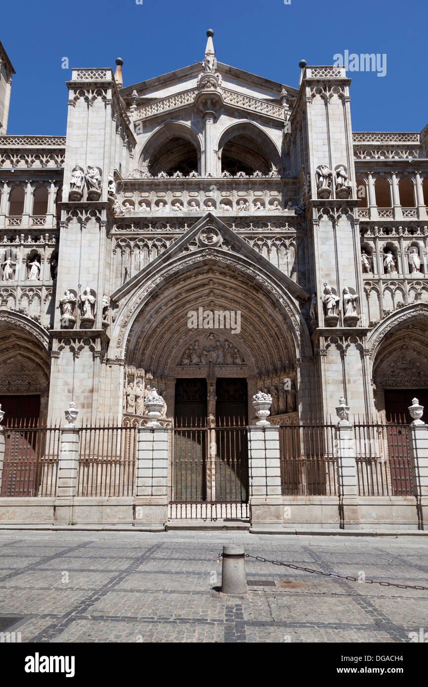 Entrance of the Primate Cathedral of Saint Mary of Toledo , Spain Stock Photo