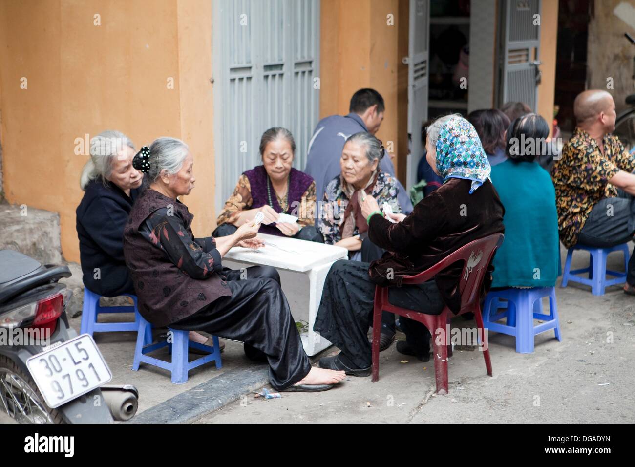 Old Ladies Playing Cards, Hanoi, Vietnam Stock Photo Alamy