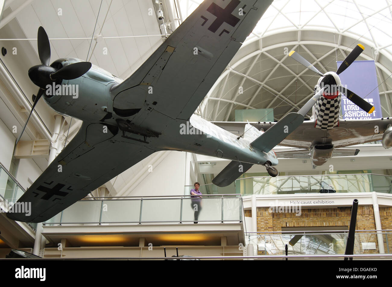 Hanging warplanes at the Imperial War Museum, London Stock Photo