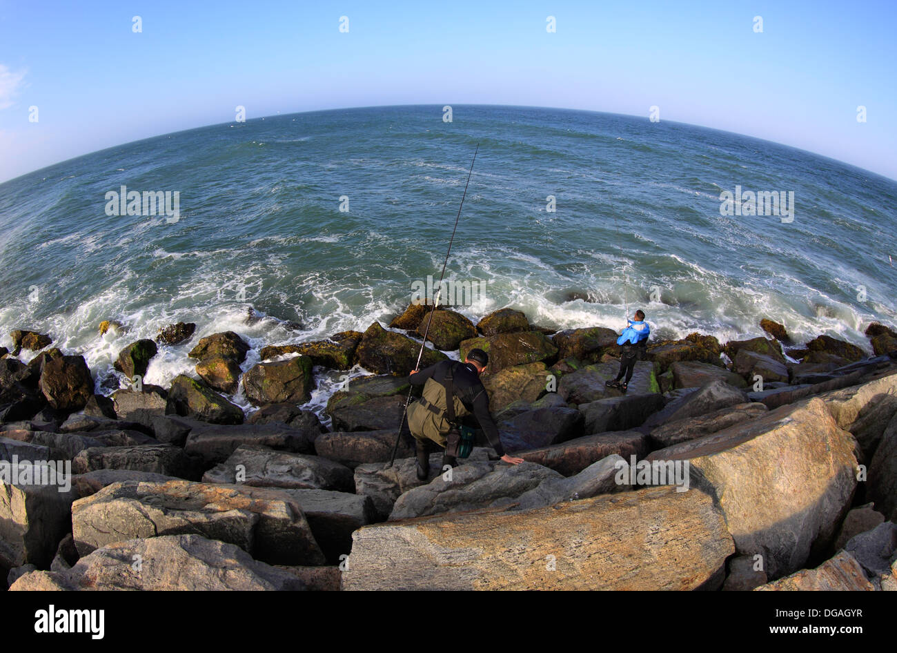 Fishing off of Montauk Point Long Island New York Stock Photo Alamy