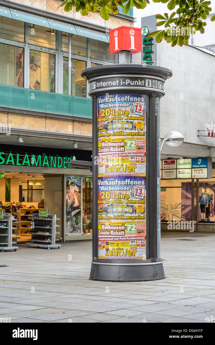 Modern advertising column, morris column, Litfaß column – Stuttgart, Germany Stock Photo