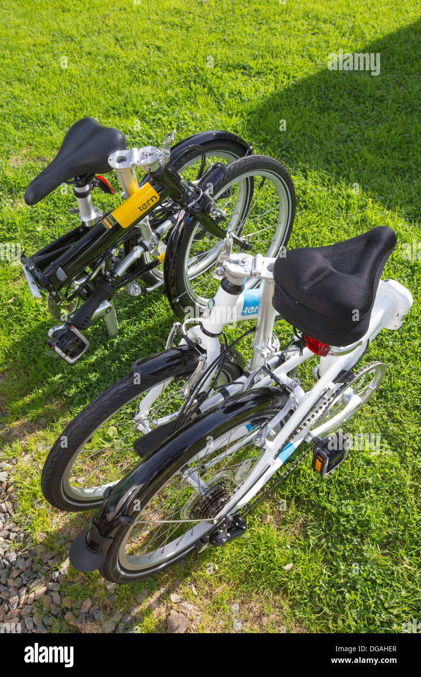 A fold up bike. Stock Photo