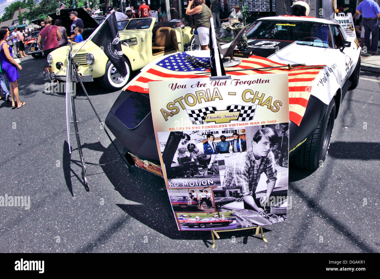 Memorial Chevrolet Corvette in memory of Charles Synder killed in the VietNam war Stock Photo