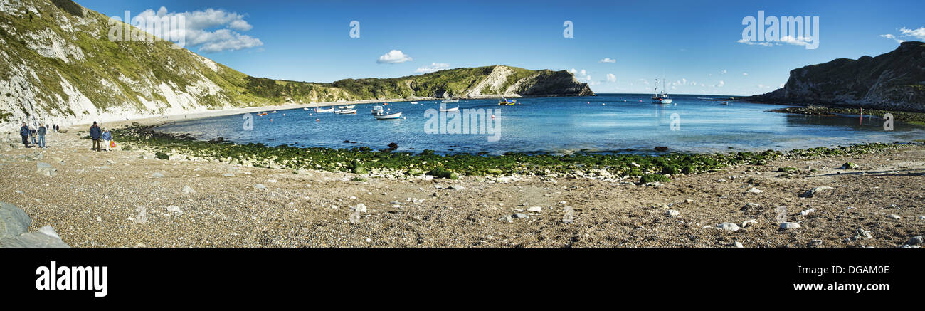 Stitched Panorama of Lulworth Cove in Dorset Stock Photo