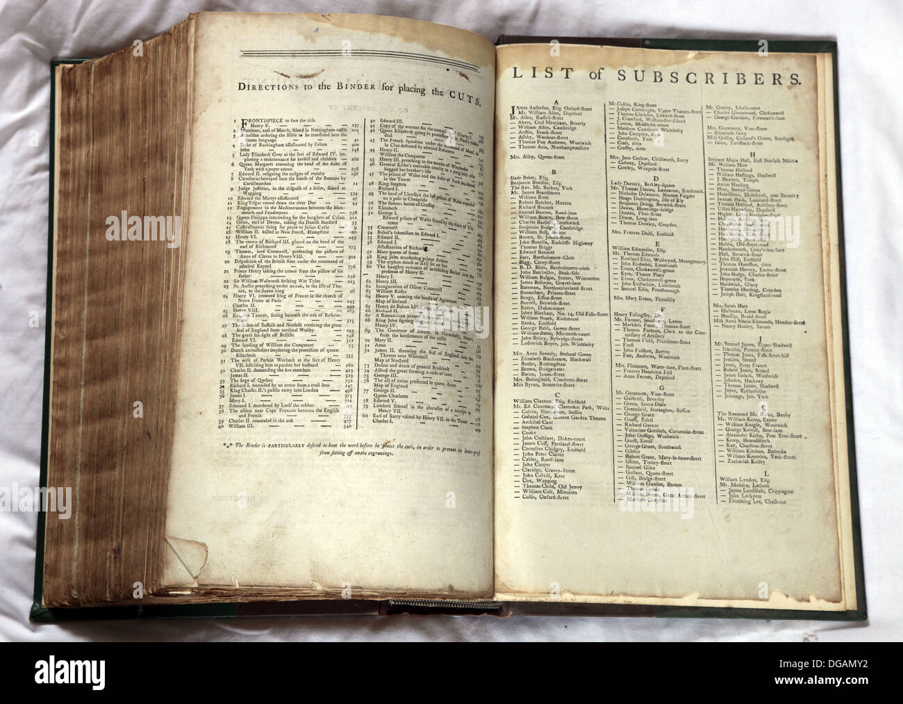 History of England 1782 subscribers Stock Photo