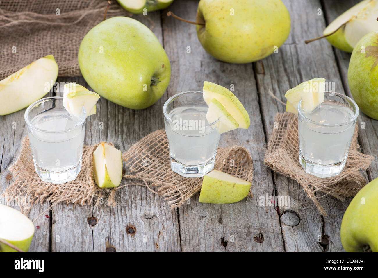 Fresh homemade Apple Liqueur with some fruits Stock Photo Alamy