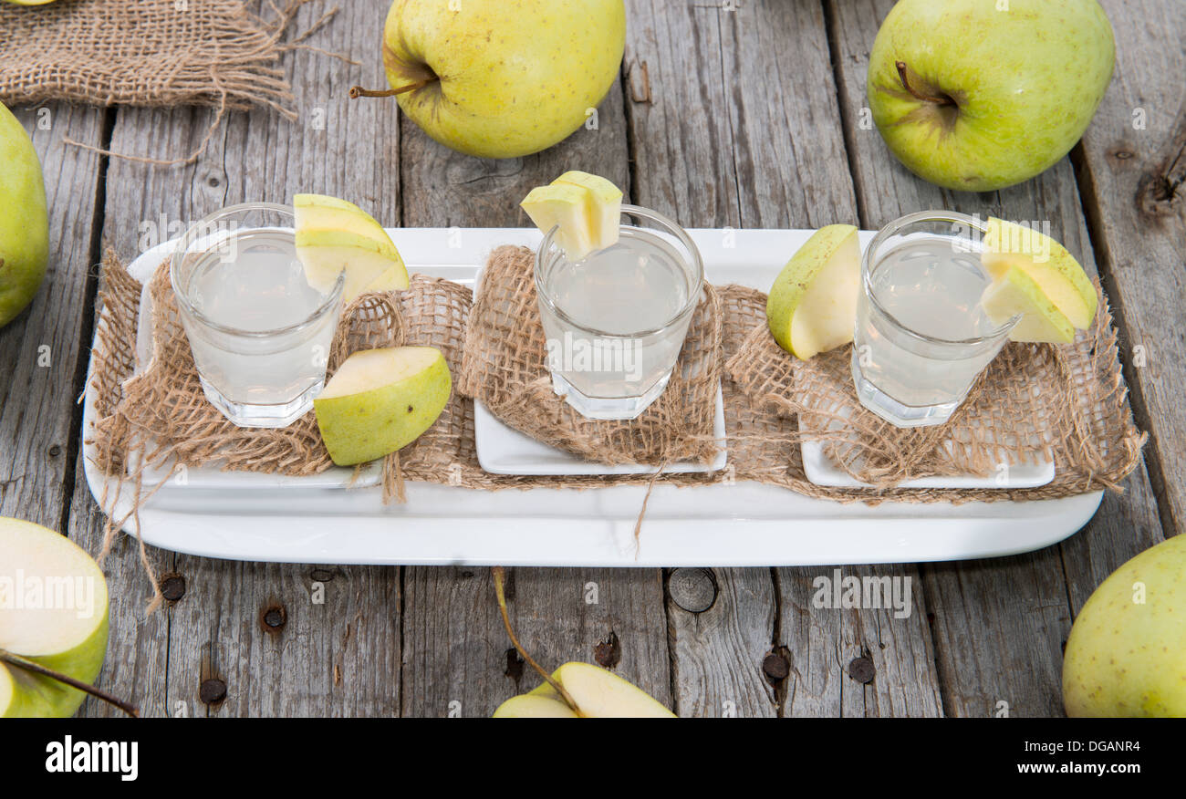 Fresh homemade Apple Liqueur with some fruits Stock Photo Alamy