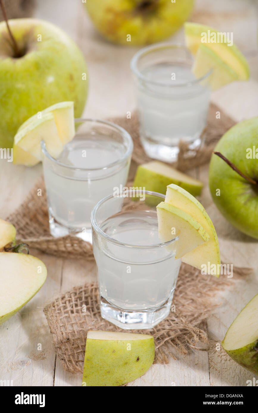 Fresh homemade Apple Liqueur with some fruits Stock Photo Alamy