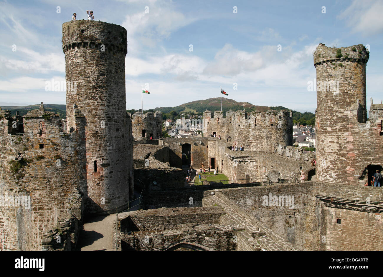 Conwy Castle from tower Conwy Wales UK Stock Photo