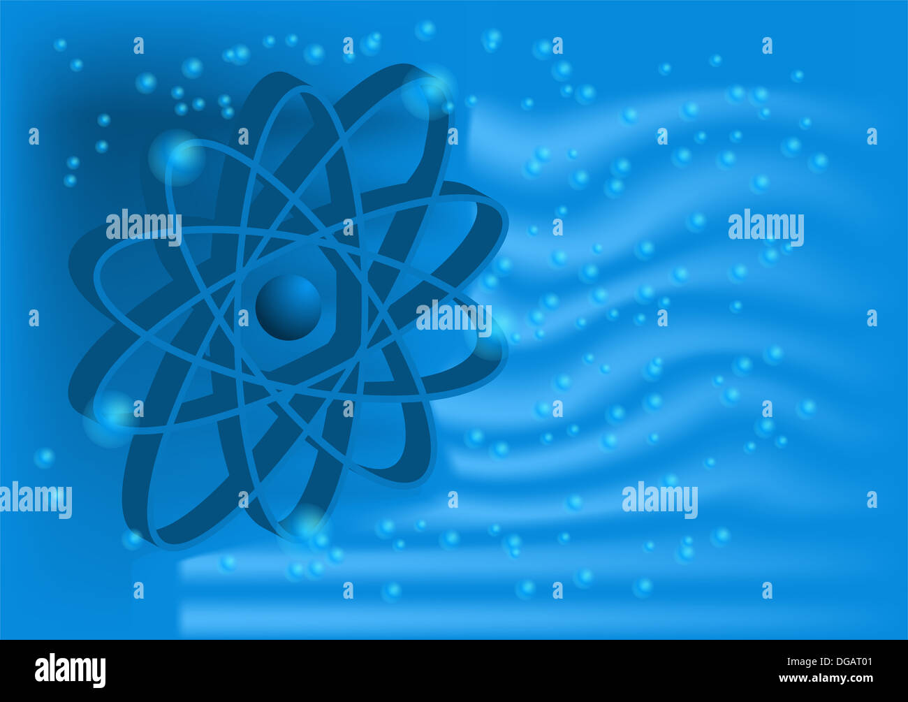 abstract electron on a blue background. Stock Photo
