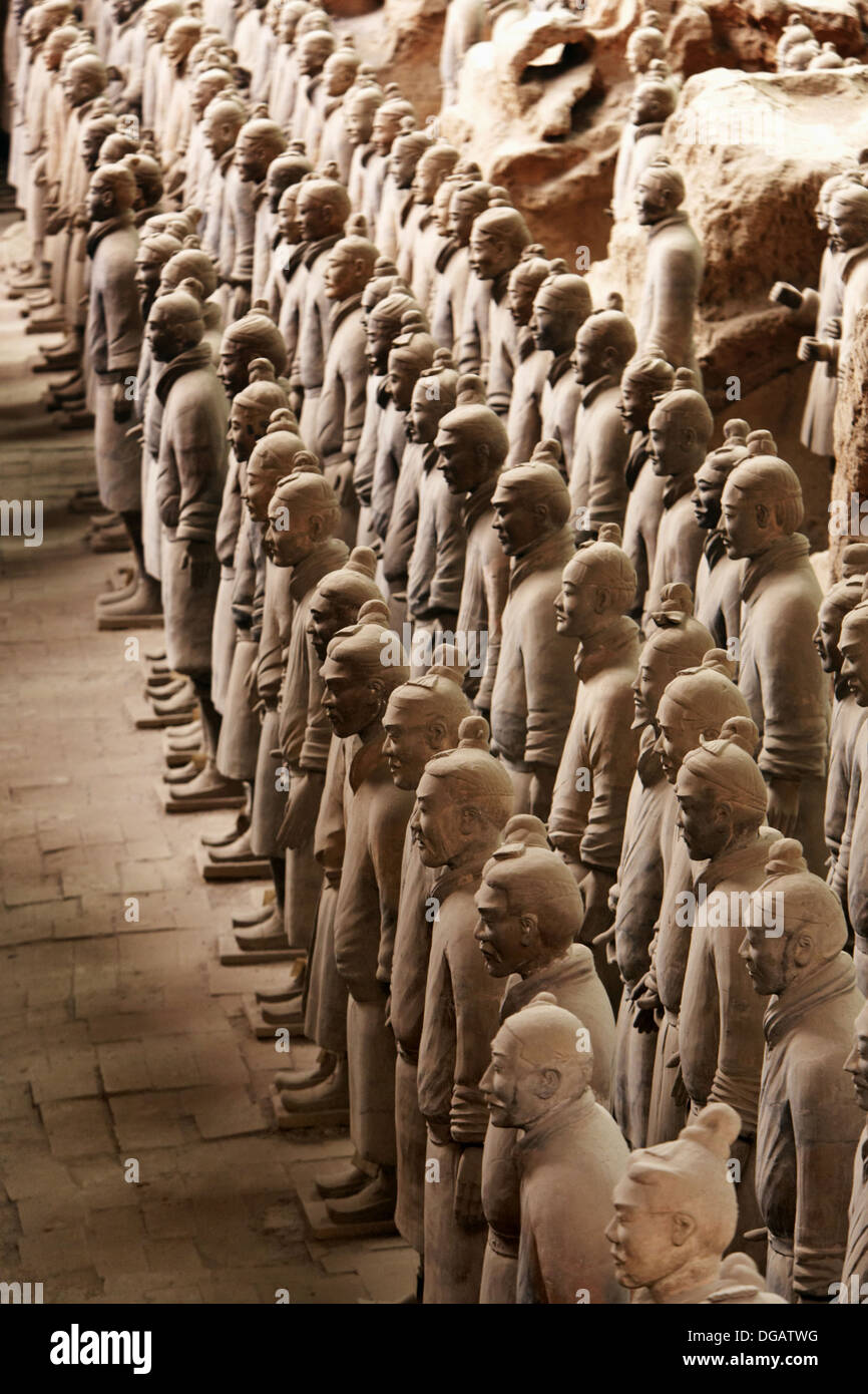 Terracotta warriors from excavations of Emperor Qin´s buried army at