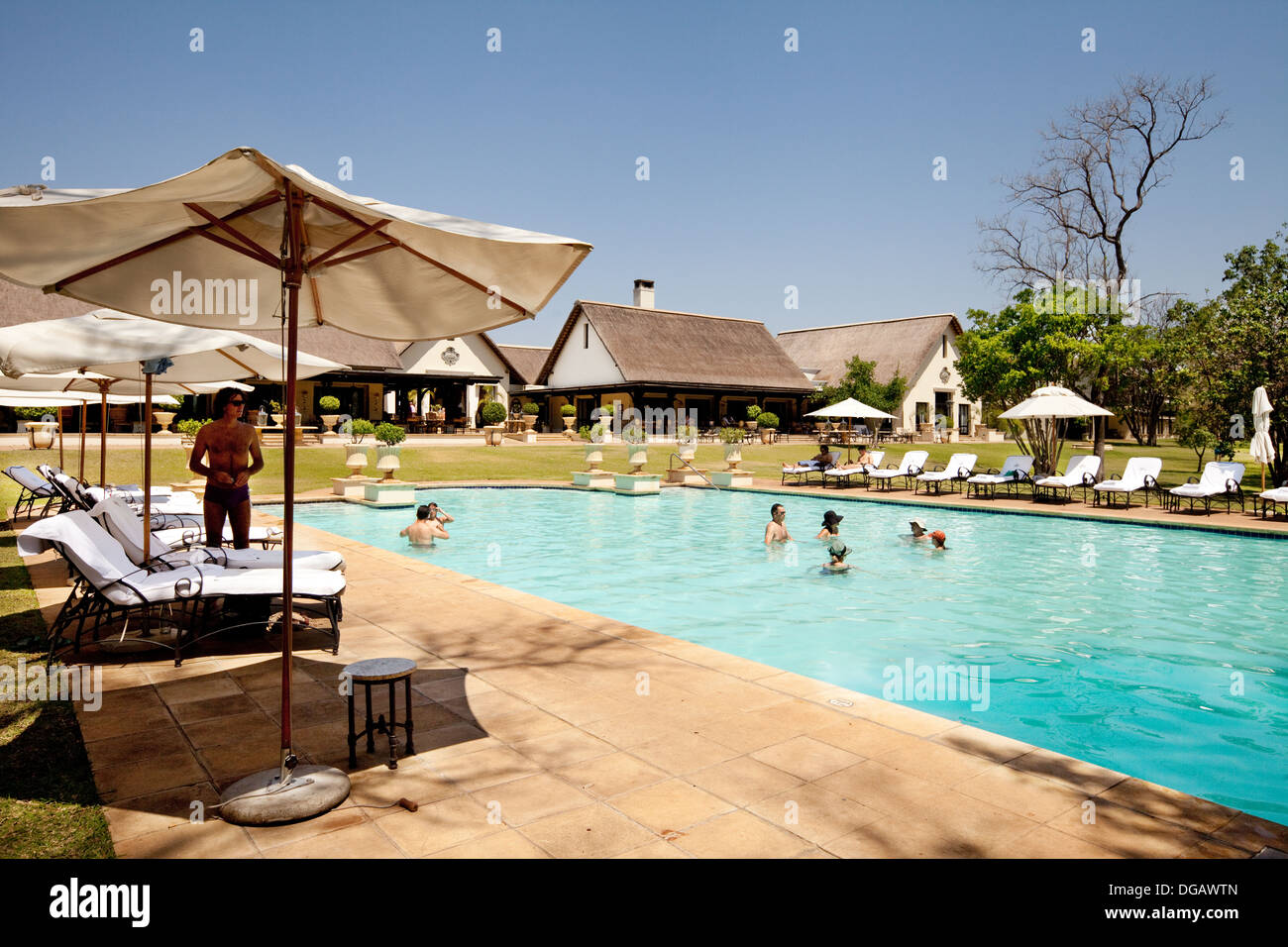 The Royal Livingstone Hotel, luxury 5 star accommodation near the Victoria Falls, Zambia Africa Stock Photo