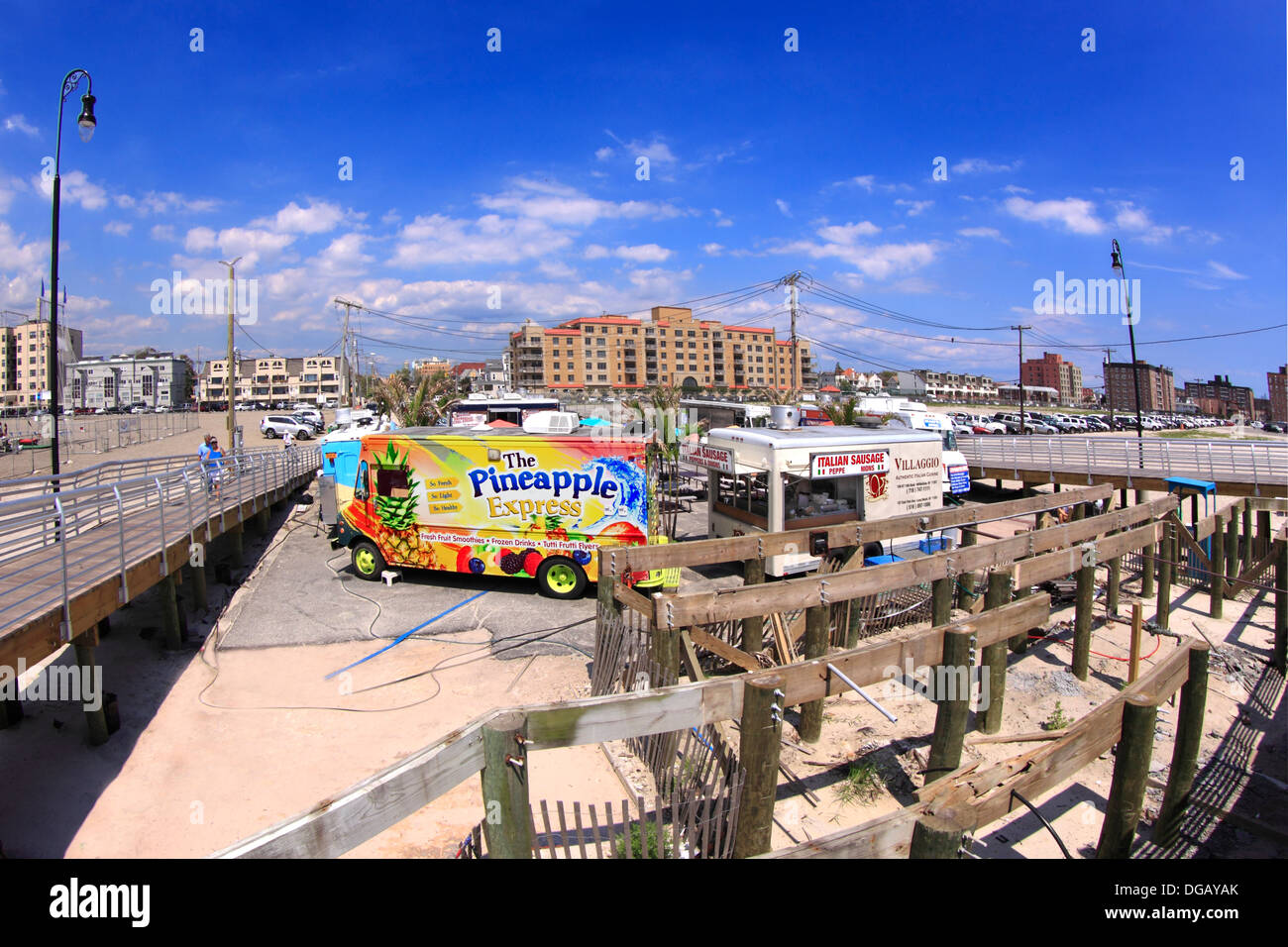 Food vendors at the Long Beach boardwalk Long Island New York Stock Photo